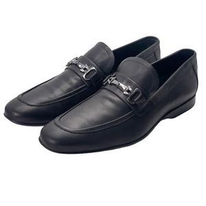 Versace Mens Loafer Dress Shoes Black Leather Horsebit Almond Toe Slip On 6M